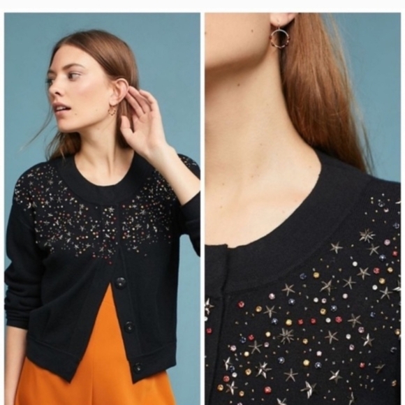 Anthropologie Sweaters - Anthropologie Moth Rhinestones And Star Oversized Cardigan